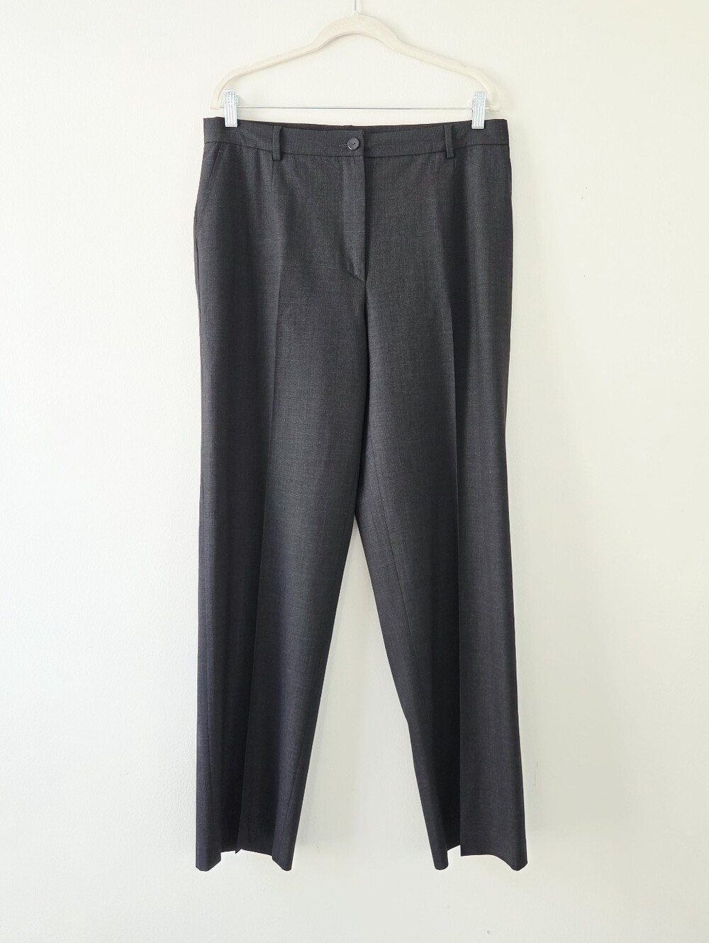 Zanella Straight Leg Stretch Wool Trousers Pants Women's Size 14 Charcoal Grey
